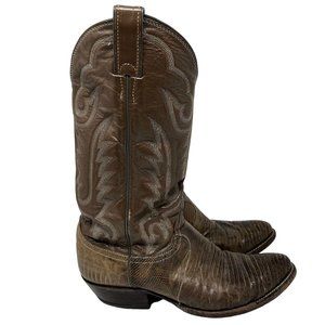 Justin Cowboy Boots Mens Size 8.5 Mink Iguana Lizard Western USA Made Style 8493